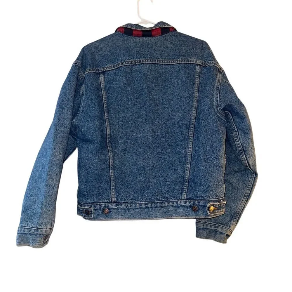 Levi's Men's Vintage, Blokecore Trucker Jacket S Blue Buffalo Plaid Lined Denim‎ - Picture 2 of 7